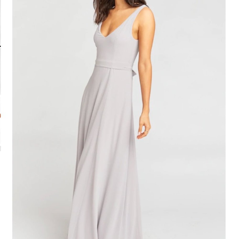 Show Me Your MuMu Jenn Maxi Dress (Dove Grey Chiffon)